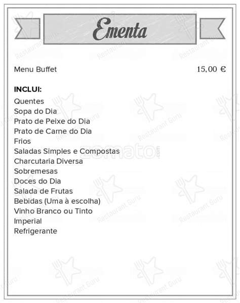 Carta Del Restaurante Le Buffet Lisboa