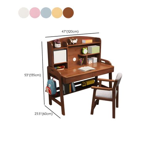 Solid Wood Kids Desk Writing Desk and Chair Set with Drawers Child Desk ...