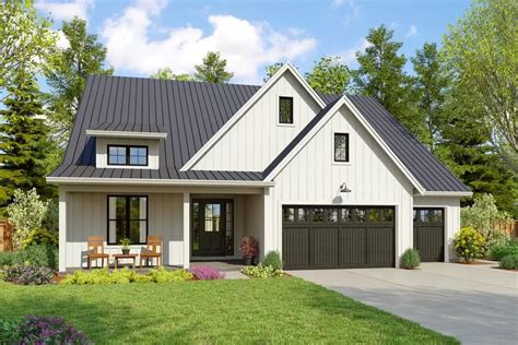 Contemporary Farmhouse Plan with Flex Room and 3-Car Garage - 2607 Sq ...