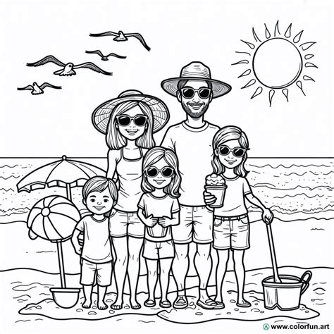 Disegno Da Colorare Della Famiglia In Vacanza Scarica O Stampa