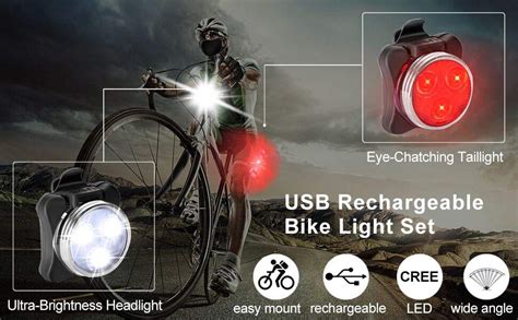 Akale Rechargeable Bike Light Set LED Bicycle Lights Front And Rear 4