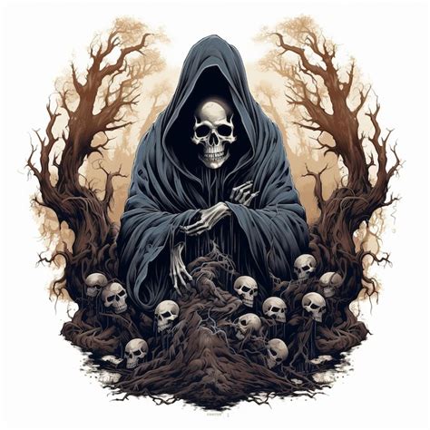 Premium Ai Image Illustration Of Grim Reaper Surrealism Hooded Figure