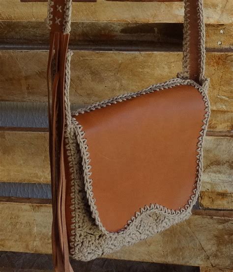 Bag For Woman Leather And Crochet Handmade Leather Bags Handmade