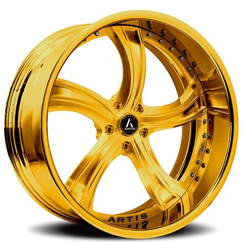 19 Staggered Artis Forged Wheels Kokomo Brushed Gold Face With Gold