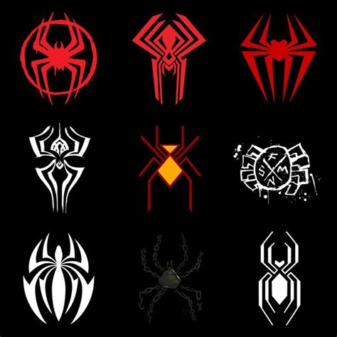 Spiderman Logos Are Shown In Red And Black