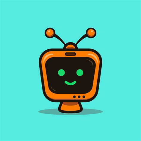 Cute illustration cartoon yellow television tv robot science character ...