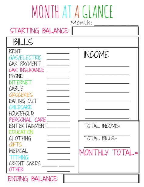 Free Printable Budget Worksheets For Students