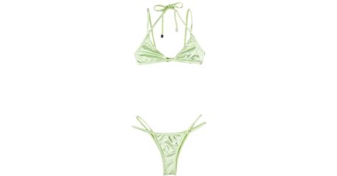 The Attico Glossy Effect Bikini Beachwear In Green Lyst