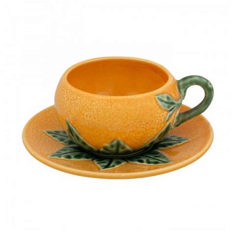 Bordallo Pinheiro Orange Tea Cup Saucer Orange Tea Cups Orange