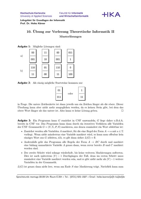 Uebung Loesung Bungsblatt Mit L Sung Hochschule Karlsruhe