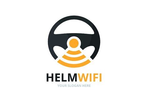 Steering Wheel and Wifi Logo Design Template