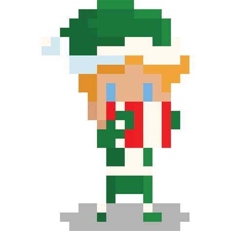 Pixel art christmas elf with present box 2 27190759 PNG