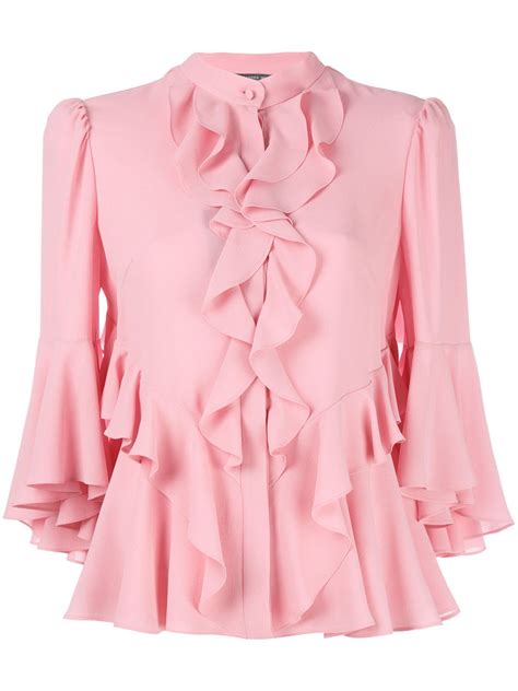 Pink Silk Ruffled Blouse From Alexander Mcqueen Blouse Styles Blouse