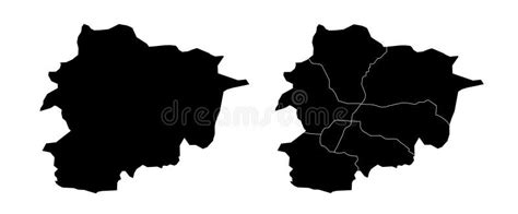 Set Of Isolated Andorra Maps With Regions Isolated Borders