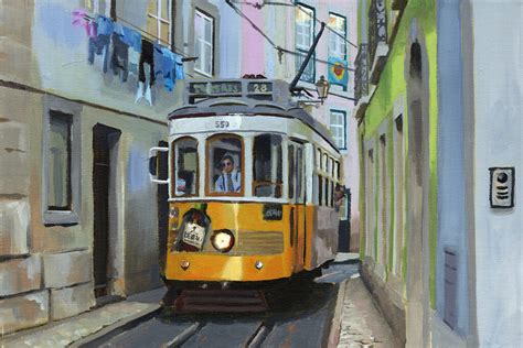 Painting Tram In Portugal Toon Nagtegaal