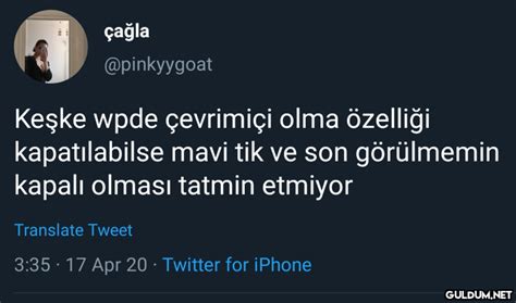 çağla pinkyygoat Keşke wpde çevrimiçi olma özelliği kapatılabilse mavi