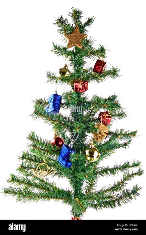 Fake plastic christmas tree isolated on white background Stock Photo ...