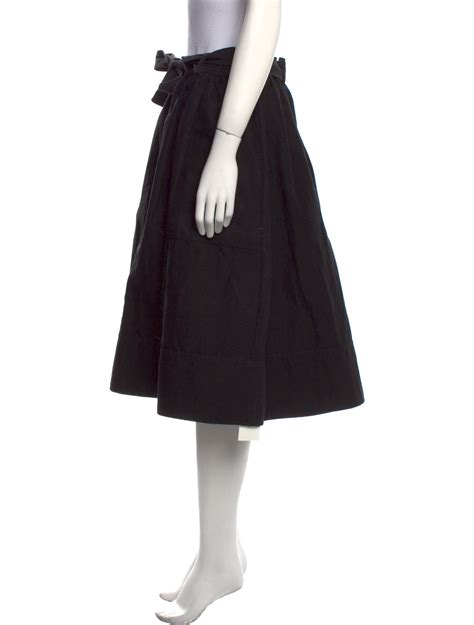 Tibi Pleated Accents Knee Length Skirt Black Skirts Clothing