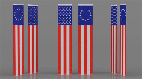 Pull Down US Flags Set 3D Model $19 - .3ds .blend .c4d .fbx .max .ma