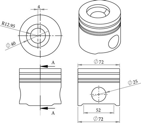 Geometry Of The Engine Piston With Standard Layout With First Angle