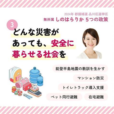 📢しのはらりかの5つの政策③“どんな災害があっても、安全に暮らせる社会を”安心・安全な暮らしの しのはらりか（シノハラリカ