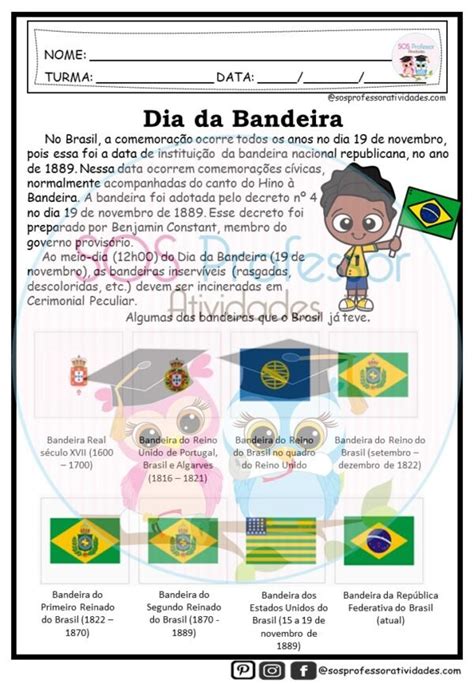 Dia Da Bandeira Sos Professor Atividades E Anos