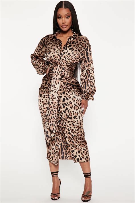 Make Me Roar Midi Dress Mocha Combo Fashion Nova Dresses Fashion