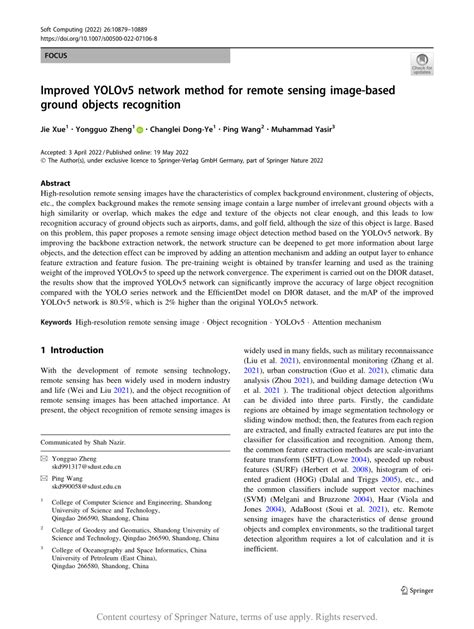 Improved Yolov Network Method For Remote Sensing Image Based Ground