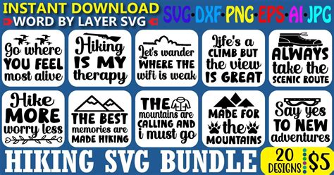 Hiking Svg Bundle Vol 3 Bundle · Creative Fabrica