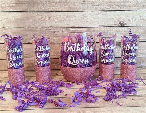 Birthday Glitter Wine Glass Birthday T Set Glitter Shot Glass Etsy Glitter Wine