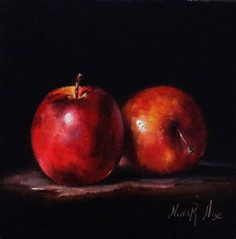 Red Apples Still Life Oil Painting Nina R Aide Fine Art Fruit Etsy