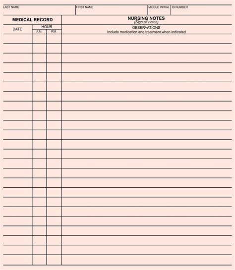 Printable Nurses Notes Template Printable Jd