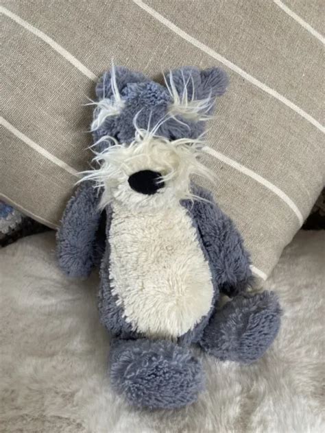 Jellycat Bashful Schnauzer Grey Dog Medium Retired Soft Toy Plush