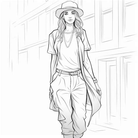 Fashion Illustration Coloring Pages Detailed Illustrations Of A Girl