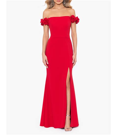 Xscape Scuba Crepe Off The Shoulder Ruffle Sleeve Gown Dillard S