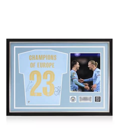 Jack Grealish Erling Haaland Official Manchester City Back Signed And