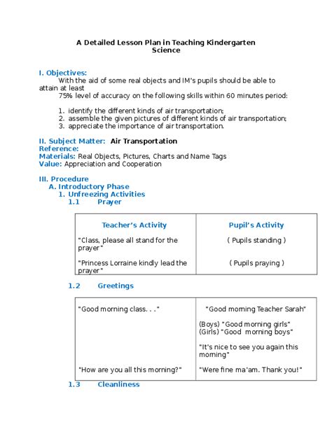 Sample Semi Detailed Lesson Plan For Kindergarten Worksheets For Kids ...