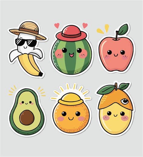 Frutas Populares Adesivos Imprim Veis Conjunto De Ilustra Es Vetoriais