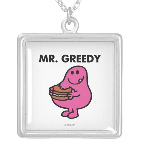 Mr. Greedy Eating Cake Silver Plated Necklace | Zazzle.com