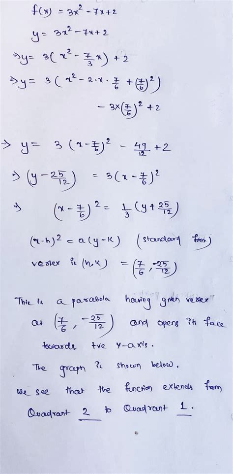 [solved] Find The Answers The Function F X 3x2 7x 2 Extends