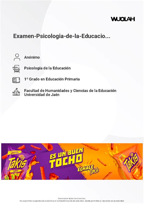 Examen psico Examen Psicologia de la Educacio Anónimo Psicología