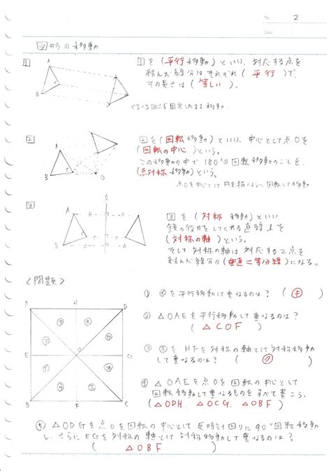 【中1数学】平面図形 ママ塾ノート