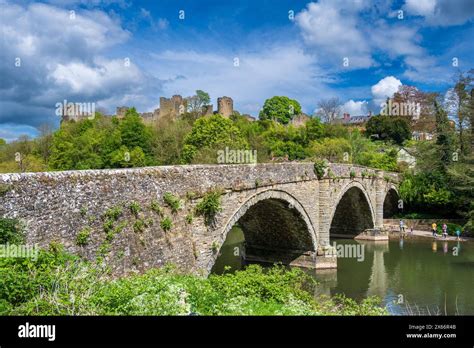 Ludlow Castle Overlooks Dinham Bridge And The River Teme Shropshire