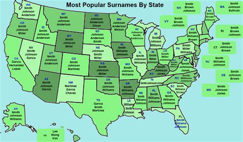 Most popular surnames by U.S. State - Vivid Maps