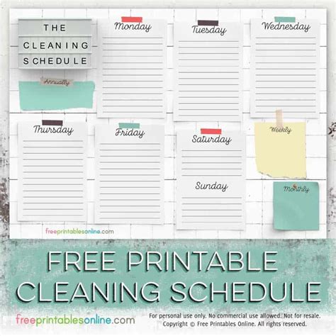 Free Printable Cleaning Schedule Template Free Printables Intended For Blank Cleaning