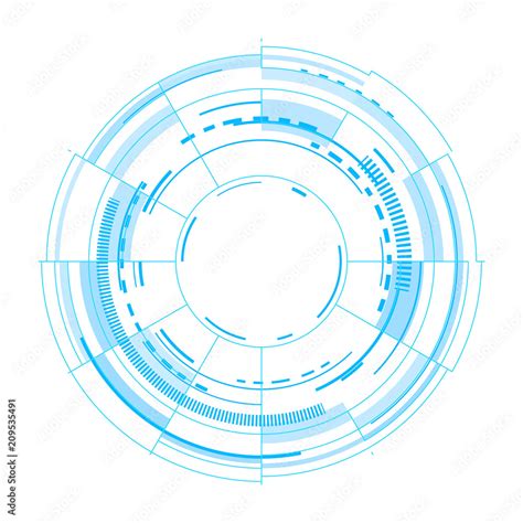 Vecteur Stock Futuristic Circles As Interface Vector Image On White