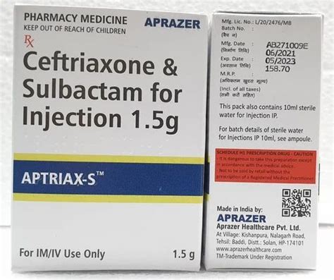 Ceftriaxone Sulbactam Injection G Strength Gm At Rs Vial