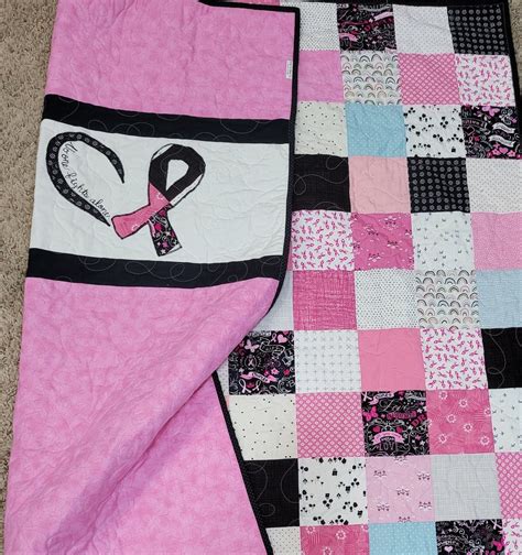 Breast Cancer Awareness Quilt Pink Ribbon Handmade Etsy