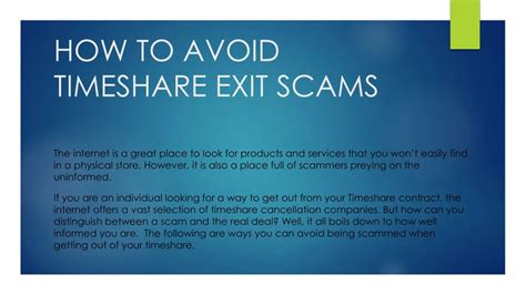 PPT How To Avoid Timeshare Exit Scams PowerPoint Presentation Free