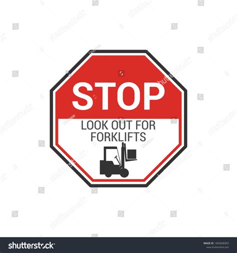 Stop Look Out Forklifts Sign Isolated Vector De Stock Libre De